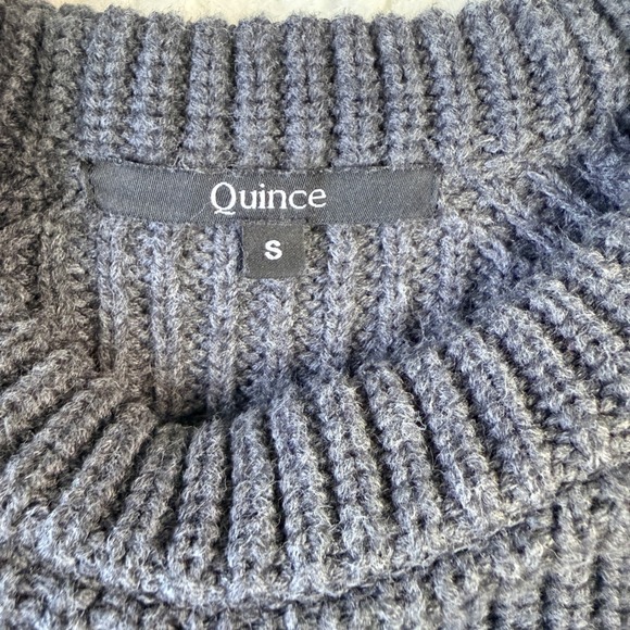 Quince Organic Cotton Fisherman Sweater Charcoal Gray Shaker Knit Crewneck Small - Picture 3 of 7